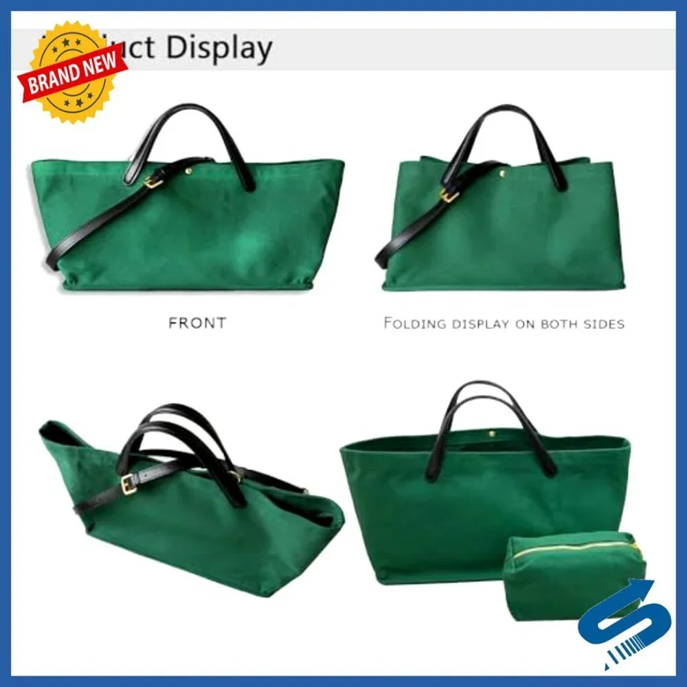 Oversized Canvas Tote Bag with Leather Strap Commuter Travel Handbag Chic